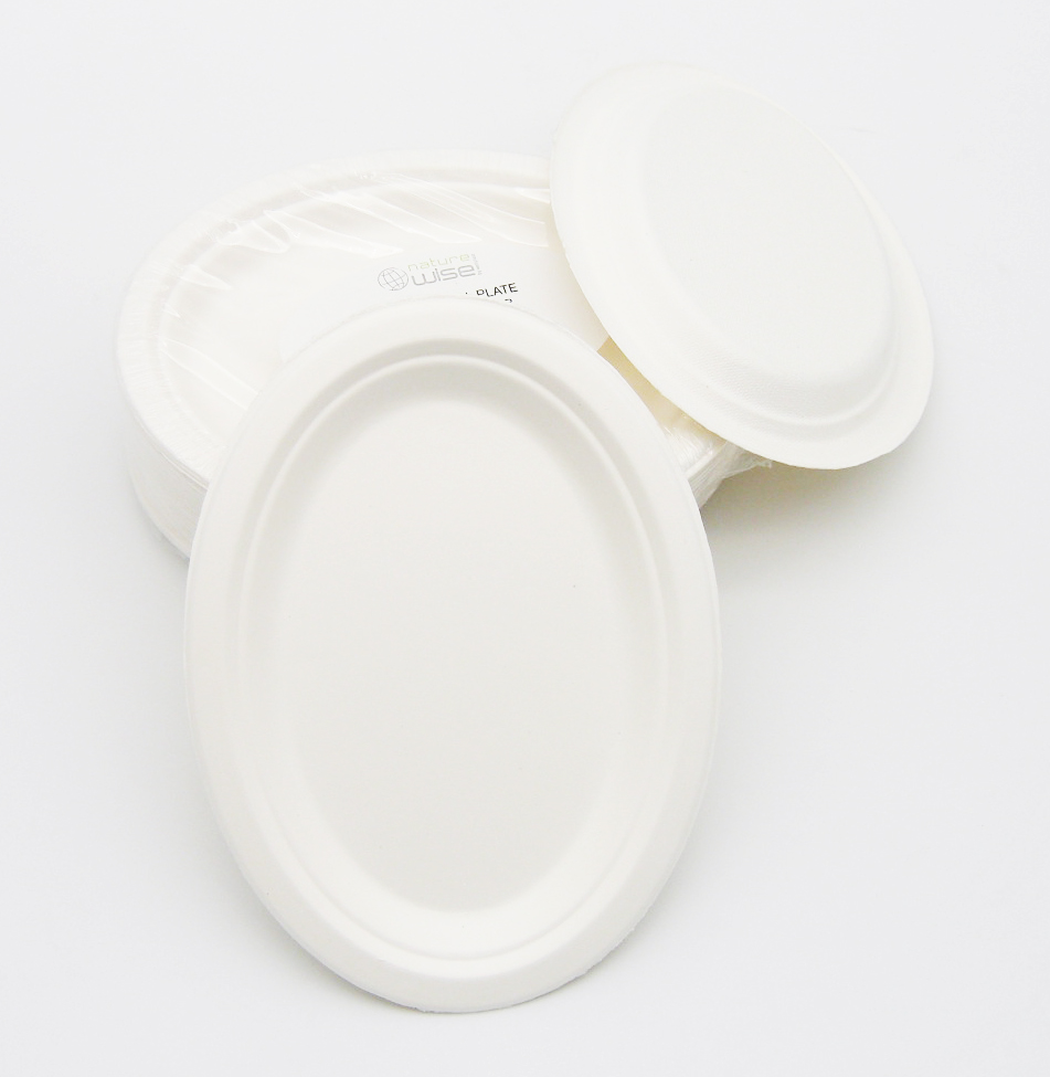 Bio Bagasse Teller, oval, 26x20 cm, weiß, 250 Stück/Karton Bio Bagasse Teller, oval, 26x20 cm, weiß, 250 Stück/Karton
