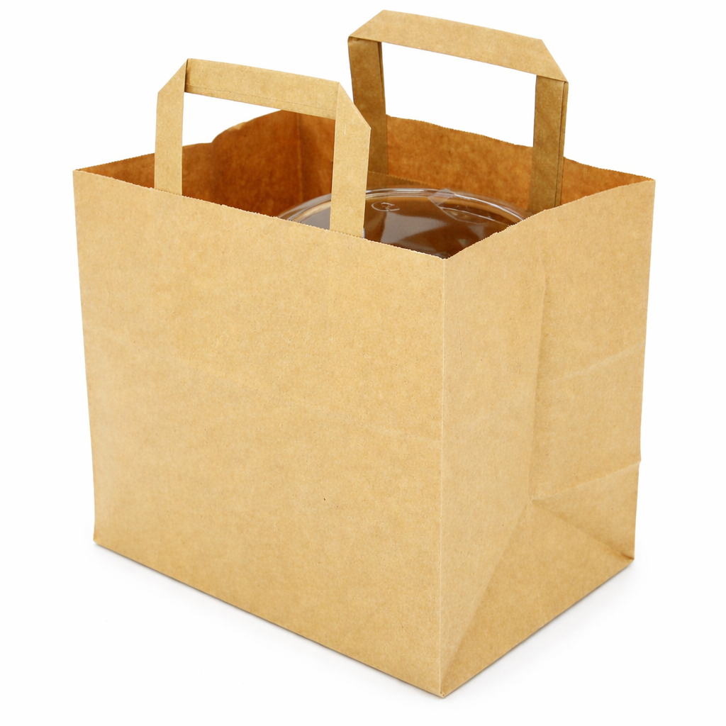 Papier-Tragetasche groß, 32+22 x 25 cm, Kraftpapier, braun, 250 Stück/Karton