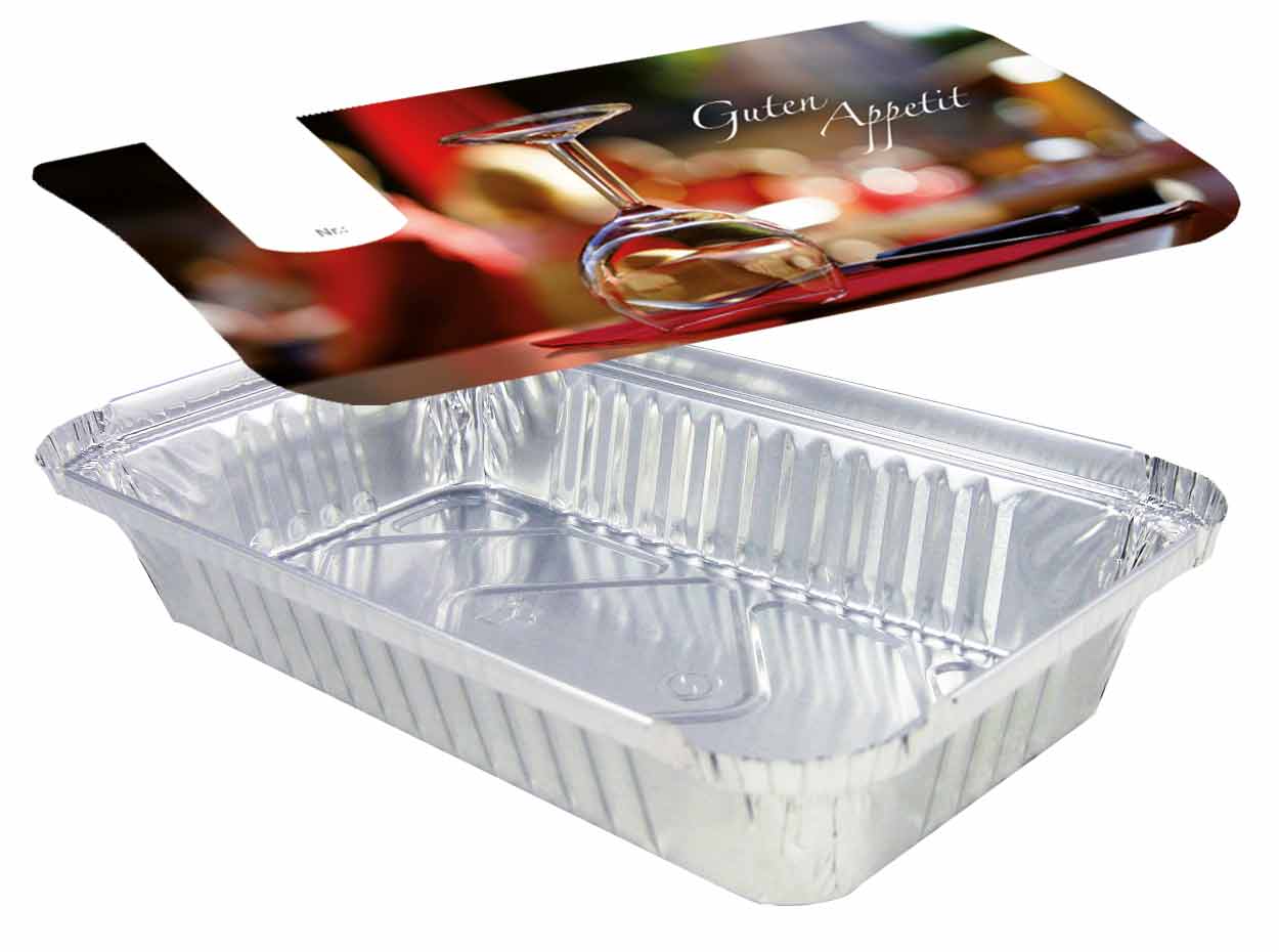 Aluschale R84-861L mit Motivdeckel "Gourmet", 800 Stück/Karton Aluschale R84-861L mit Motivdeckel "Gourmet", 800 Stück/Karton