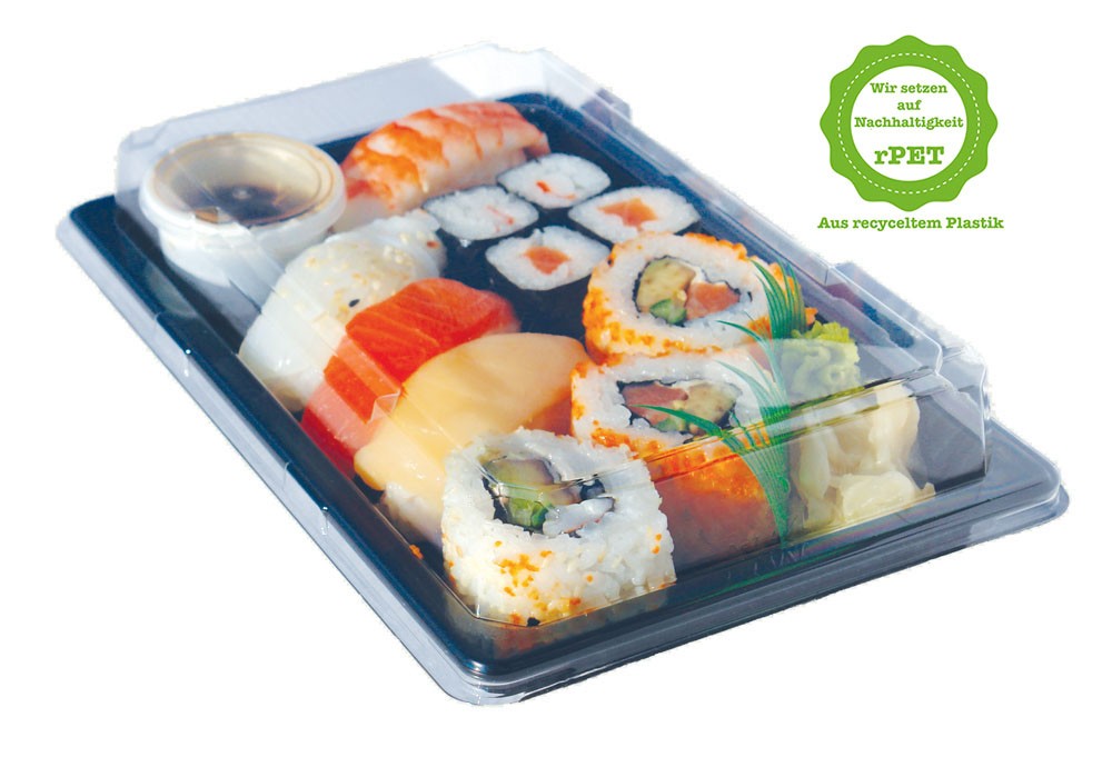 Sushi-Schale S7/T40 Komplett SET, 217x136x45mm, 400 Stück/Karton Sushi-Schale S7/T40 Komplett SET, 217x136x45mm, 400 Stück/Karton