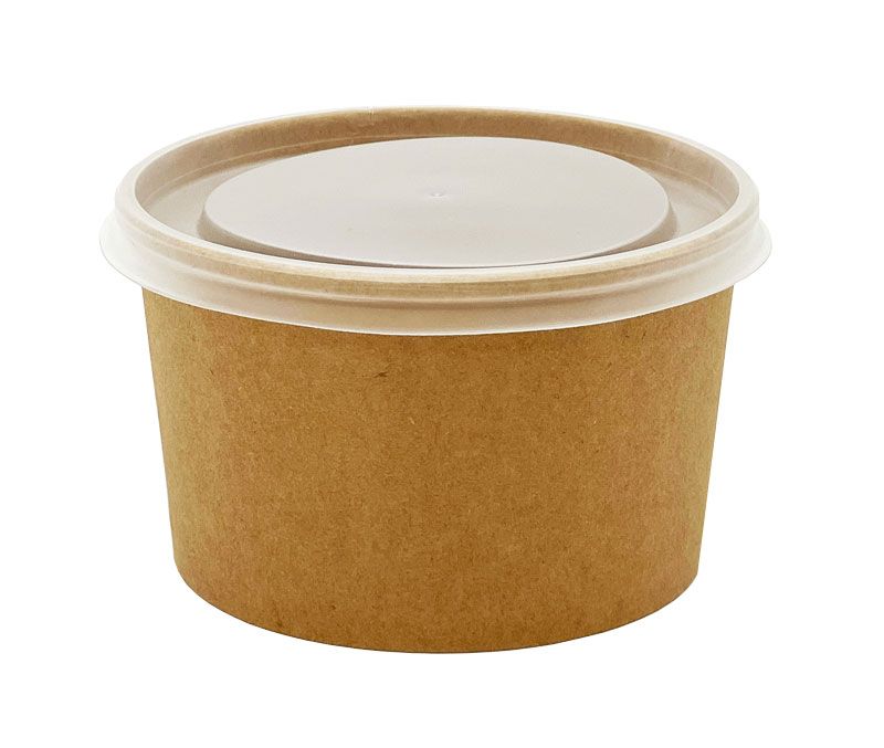 Bio Suppenbecher 16oz, 450ml, Kraftpapier mit PP-Deckel, 300 Stück/Karton