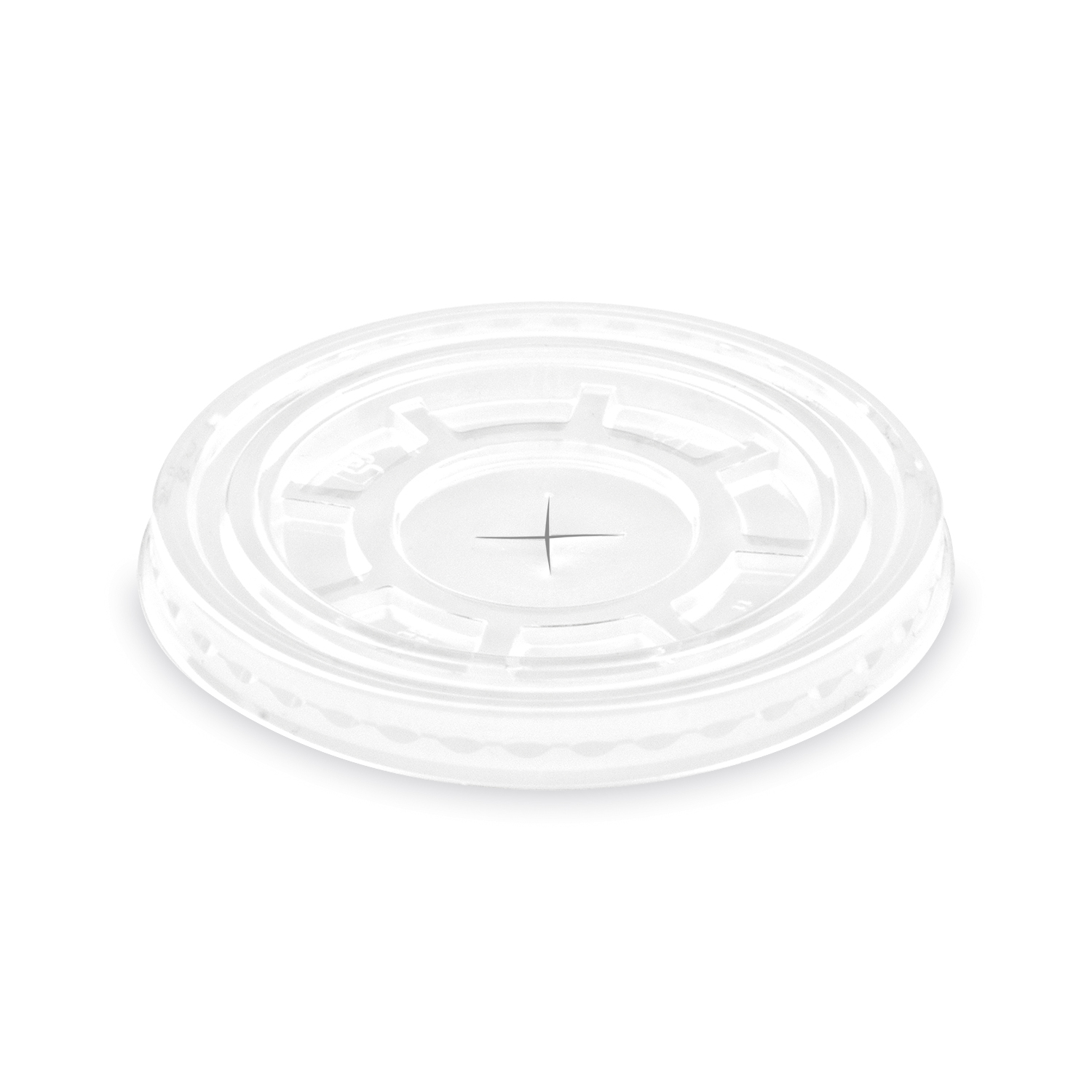 rPET Flachdeckel MIT Kreuzschlitz für ClearCup (50 Stück/Packung) rPET Flachdeckel MIT Kreuzschlitz für ClearCup (50 Stück/Packung)