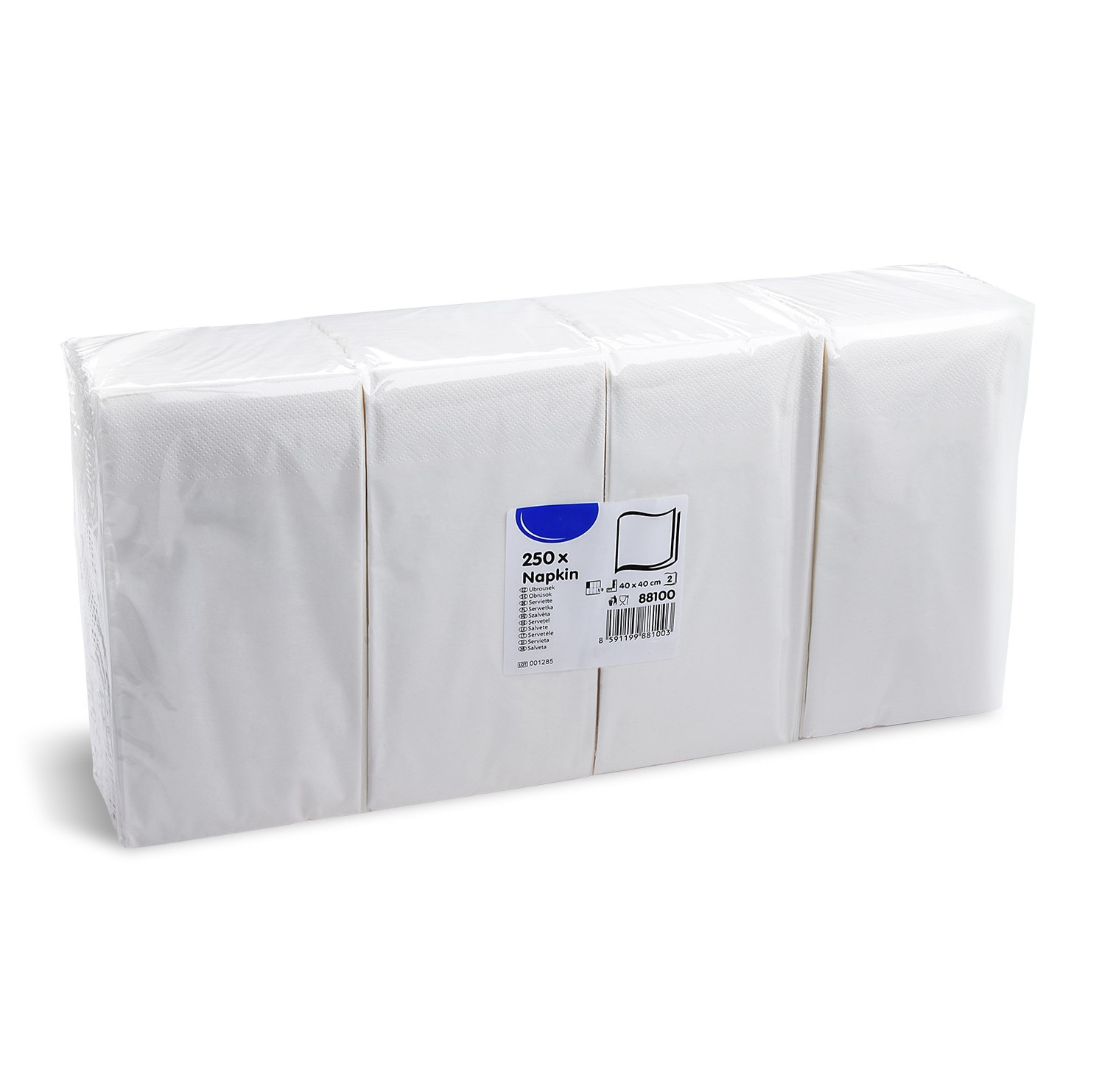 Serviette 40x40 cm, 2-lagig, 1/8 Falz, weiß, (8x250) 2000 Stück/Karton