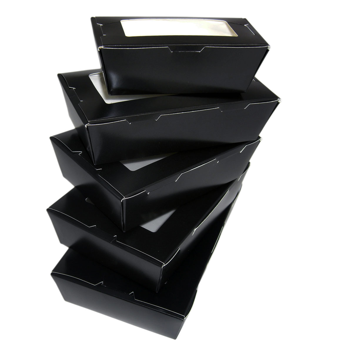 Bio Sushi-Box 7 "Black Edition" 215 x 135 x 50mm mit Sichtfenster (240 Stück/Karton)