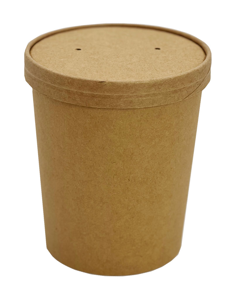 KOMBI Bio Suppenbecher 32oz (950ml) mit Deckel, Kraftkarton braun, 250 Stück/Karton KOMBI Bio Suppenbecher 32oz (950ml) mit Deckel, Kraftkarton braun, 250 Stück/Karton