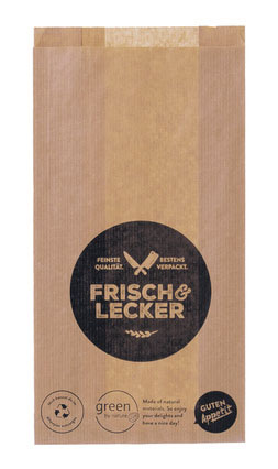 Fleischerbeutel "Frisch&Lecker" groß 20+7*32cm (1000 Stück)