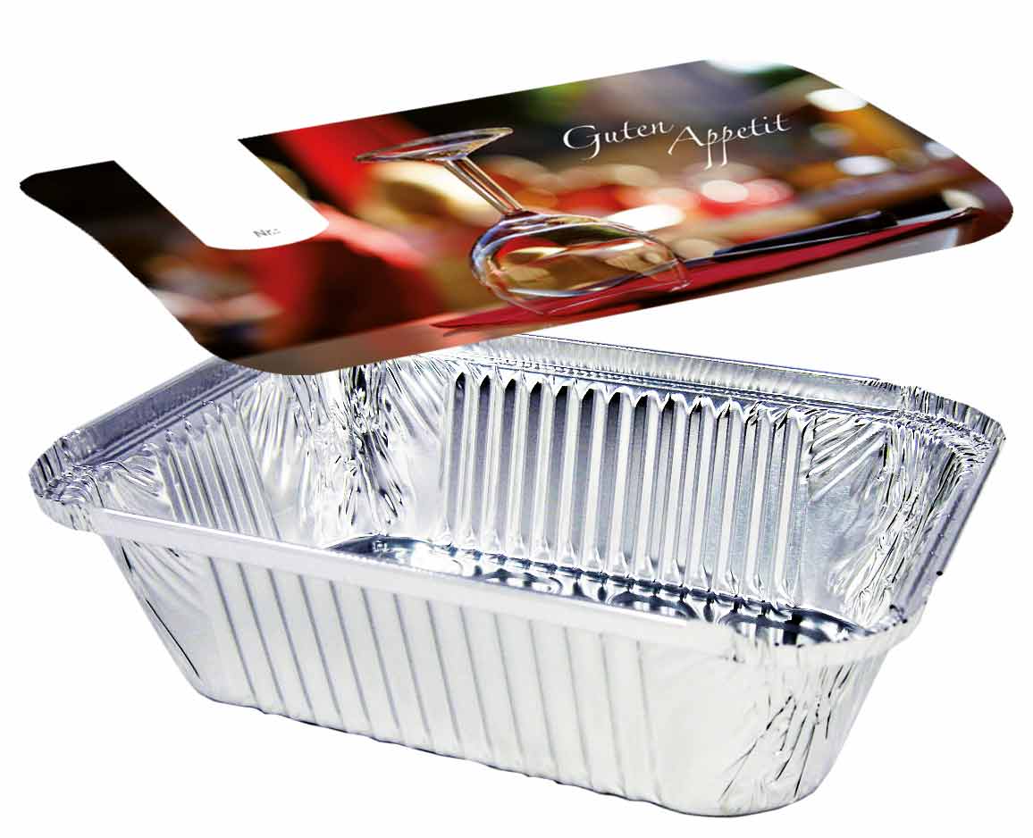 Aluschale R45-935L mit Motivdeckel "Gourmet", 1000 Stück/Karton Aluschale R45-935L mit Motivdeckel "Gourmet", 1000 Stück/Karton