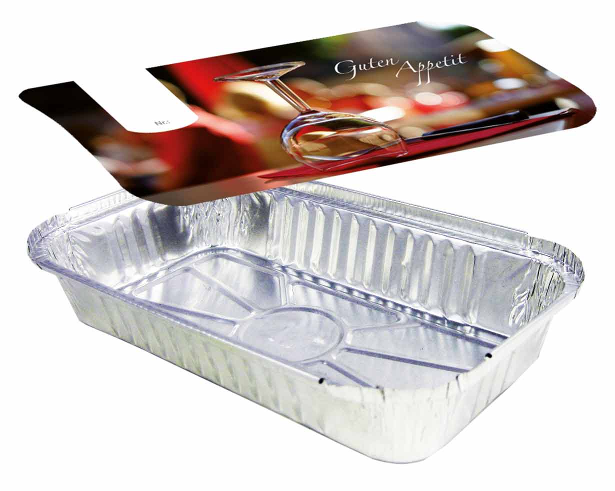 Aluschale R87-651L mit Motivdeckel "Gourmet", 1200 Stück/Karton Aluschale R87-651L mit Motivdeckel "Gourmet", 1200 Stück/Karton