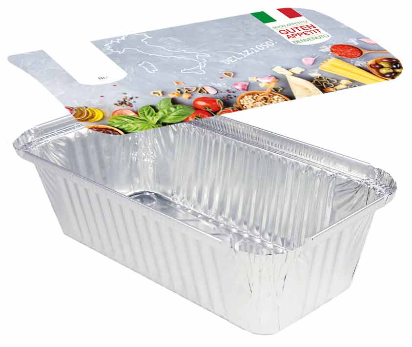 Aluschale R14-901L mit Motivdeckel "Italia", 100 Stück/Packung Aluschale R14-901L mit Motivdeckel "Italia", 100 Stück/Packung