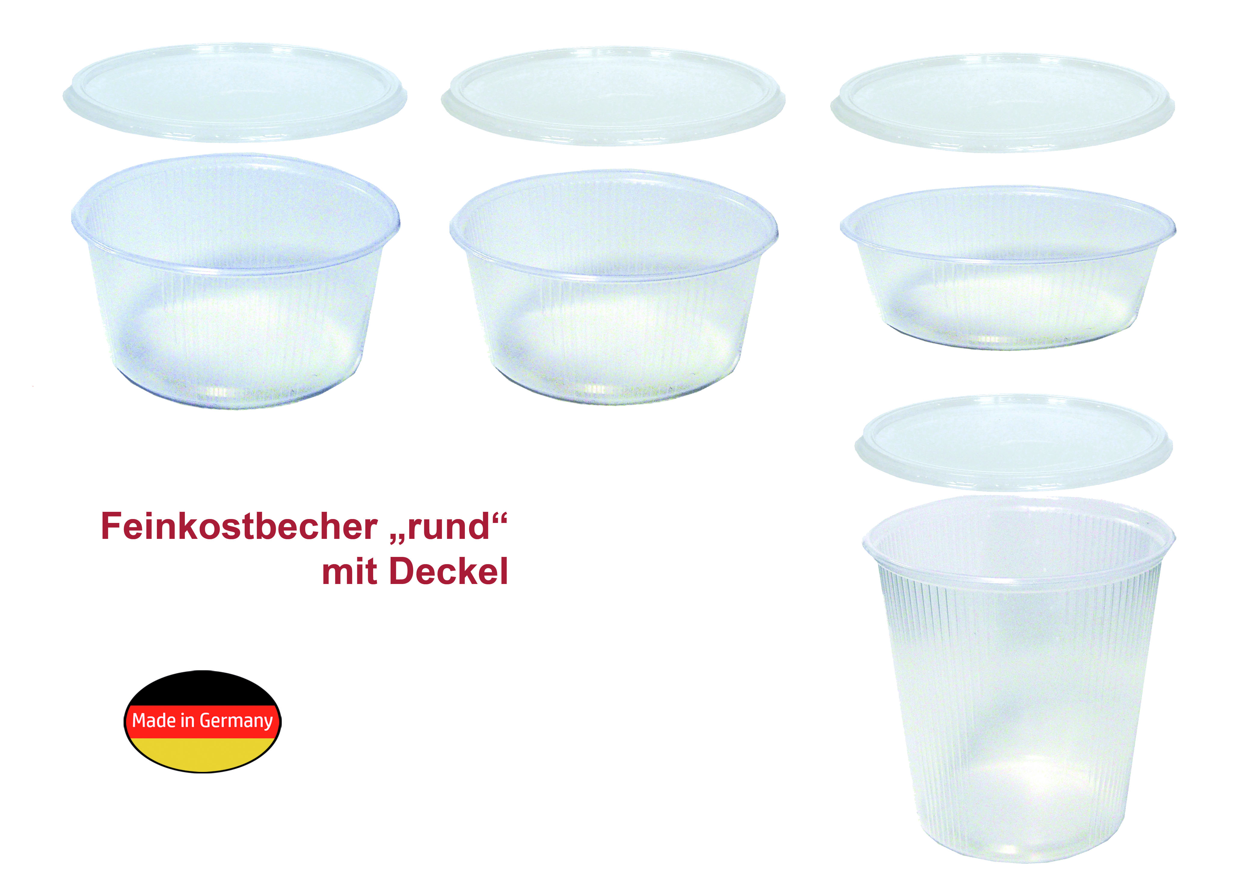 Feinkost- Salat und Verpackungsbecher mit Deckel  "rund" 250 ml (250 Stück/Karton)