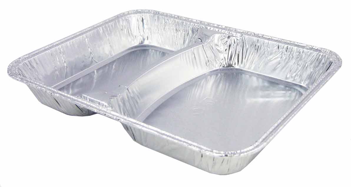 Komplett SET Menüschale R880-812G flach 2-geteilt mit Alu-Deckel (100 Stück/Packung)