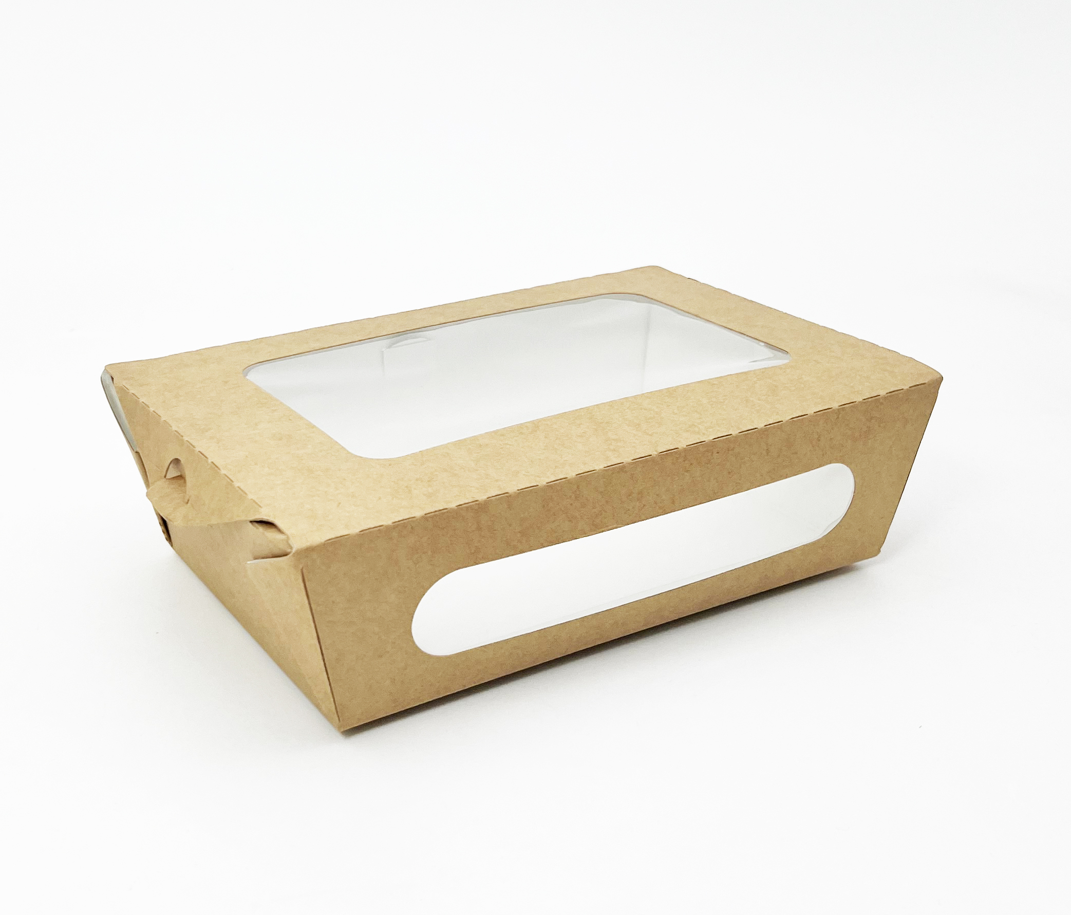 Bio Snack Box mit Sichtfenster, Kraftpapier, 20x14cm, 1000ml, 200 Stück / Karton