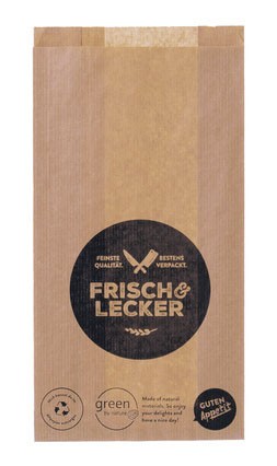 Fleischerbeutel "Frisch&Lecker", braun, groß, 20+7x32cm, 1000 Stück/Packung