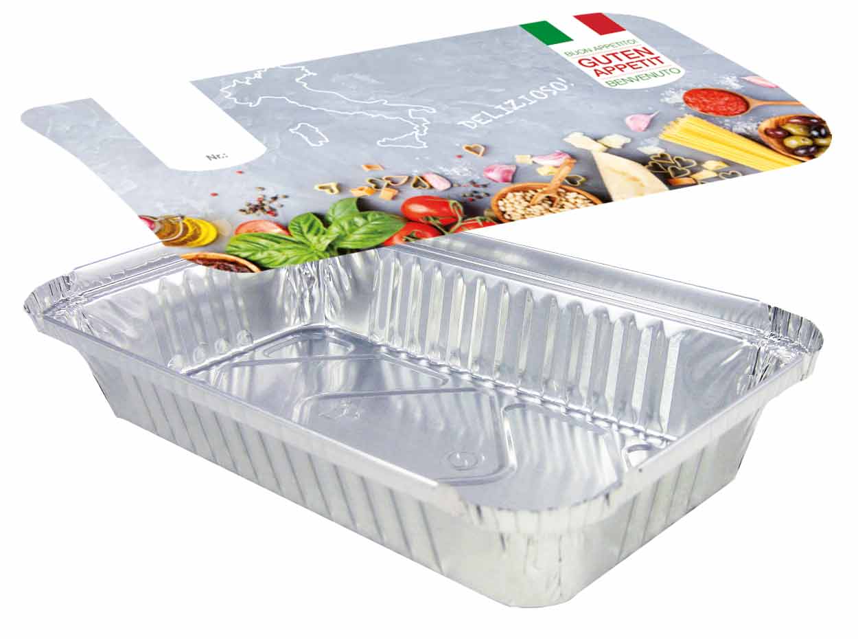 Aluschale R84-861L mit Motivdeckel "Italia", 800 Stück/Karton Aluschale R84-861L mit Motivdeckel "Italia", 800 Stück/Karton