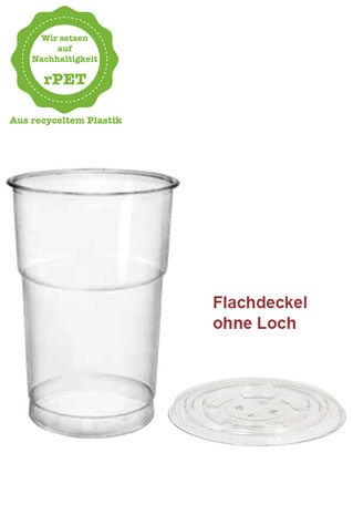 400ml r-PET Clear Cup Smoothie Shake Bubble Tea Obst Becher, Flach-Deckel