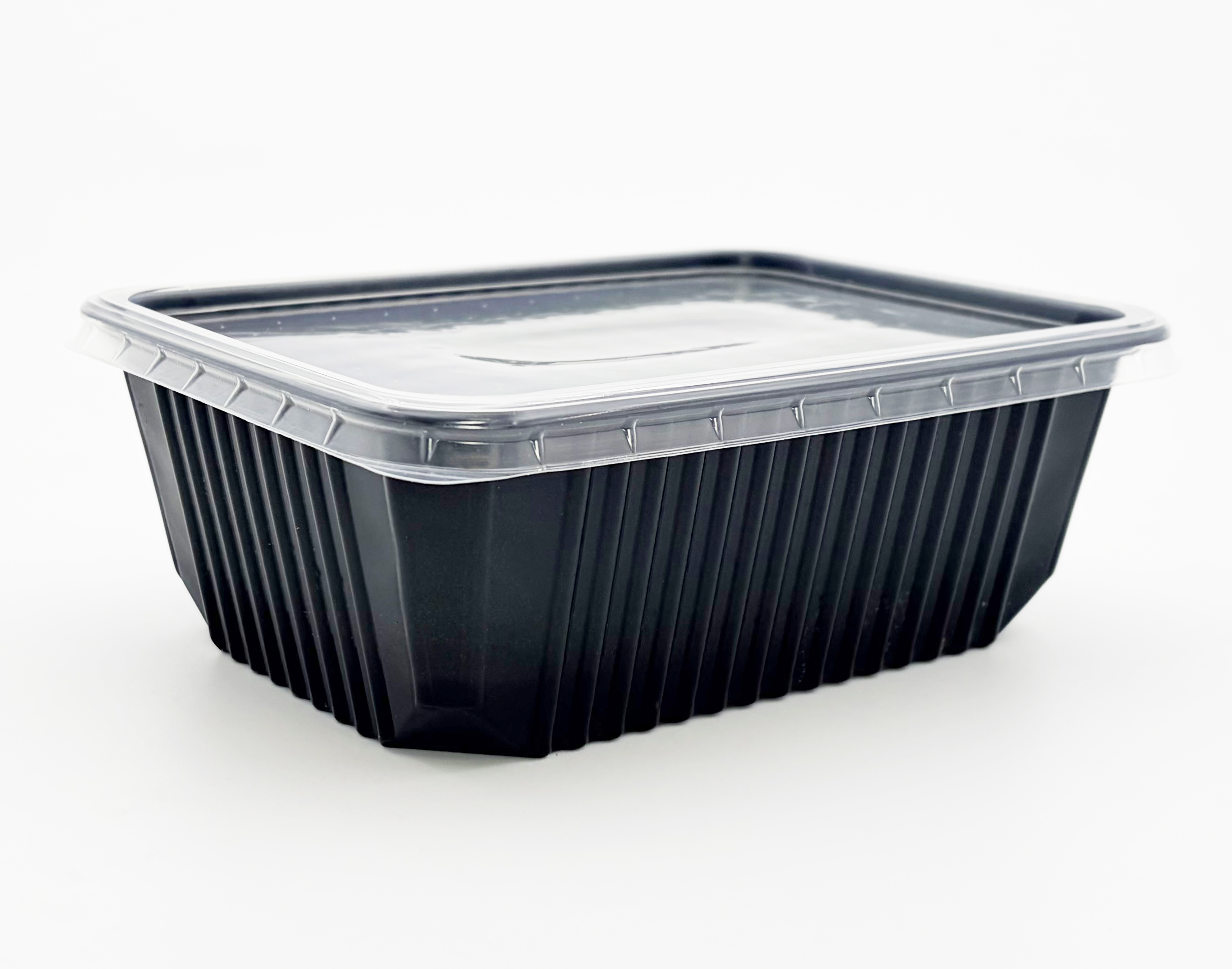 MEHRWEG Mikrowellen-Uni-Allzweck-Box, 1000ml, schwarz, mit klarem Deckel, 300 Stück/Karton