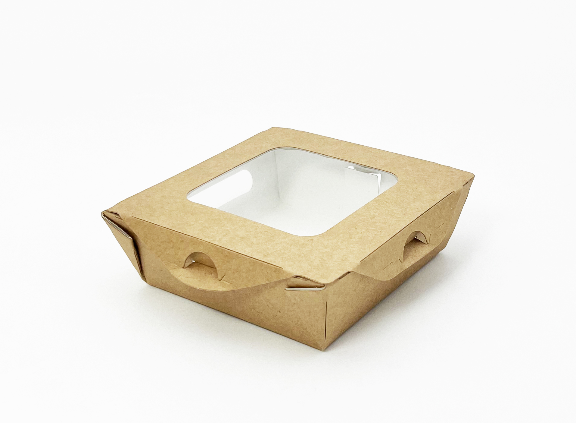 Bio Snack Box mit Sichtfenster, Kraftpapier, 12x12cm, 320ml, 300 Stück / Karton Bio Snack Box mit Sichtfenster, Kraftpapier, 12x12cm, 320ml, 300 Stück / Karton
