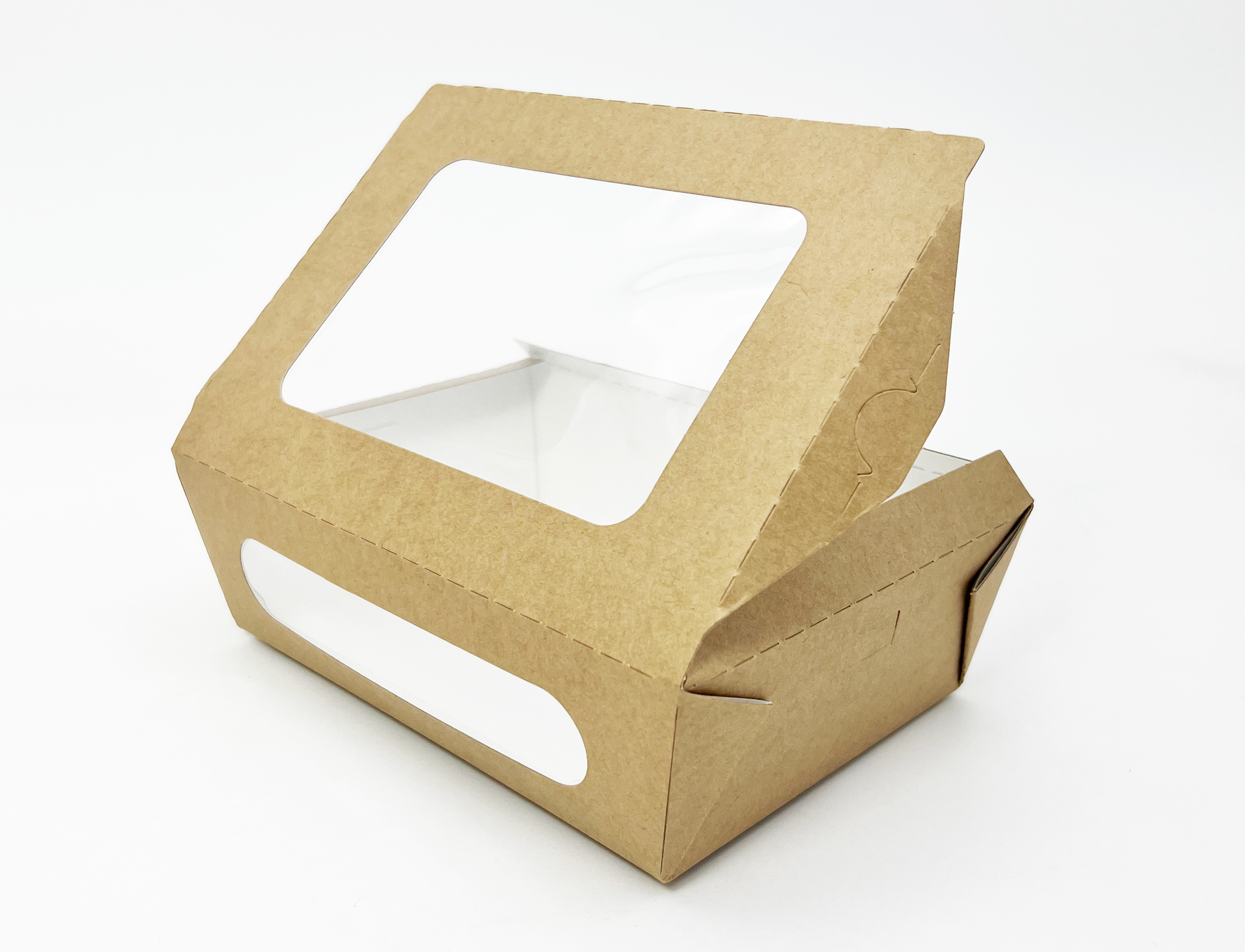 Bio Snack Box mit Sichtfenster, Kraftpapier, 20x14cm, 1000ml, 200 Stück / Karton