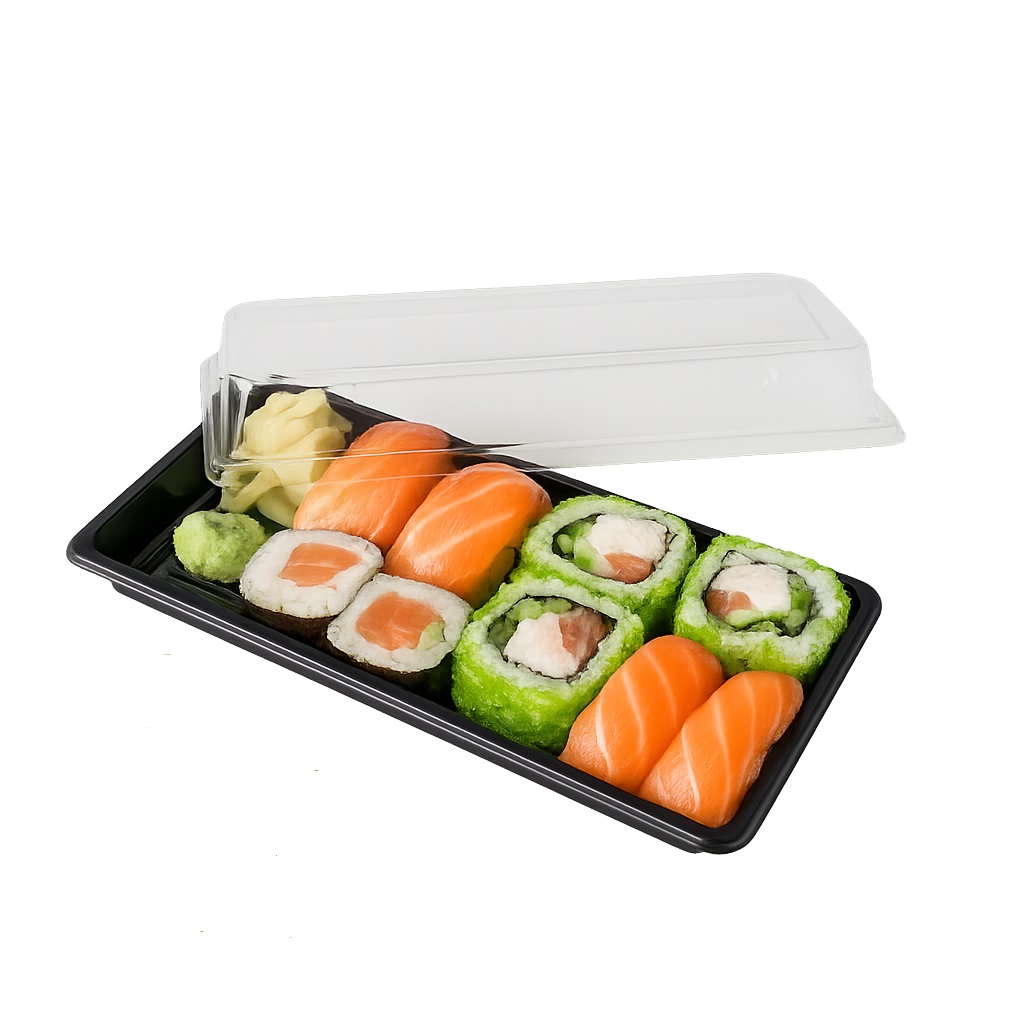 Sushi-Schale S2/T5 Komplett SET, 224x94x45mm, 600 Stück/Karton Sushi-Schale S2/T5 Komplett SET, 224x94x45mm, 600 Stück/Karton