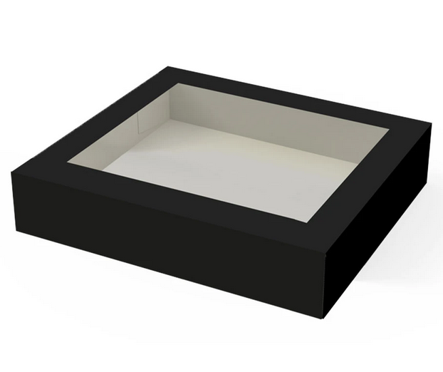 Bio Sushi-Box PARTY "Black Edition" 250 x 250 x 50mm mit Sichtfenster, VE 195