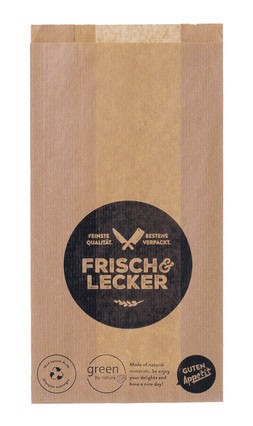 Fleischerbeutel "Frisch&Lecker", braun, gross, 20+7x32cm, 1000 Stück/Packung