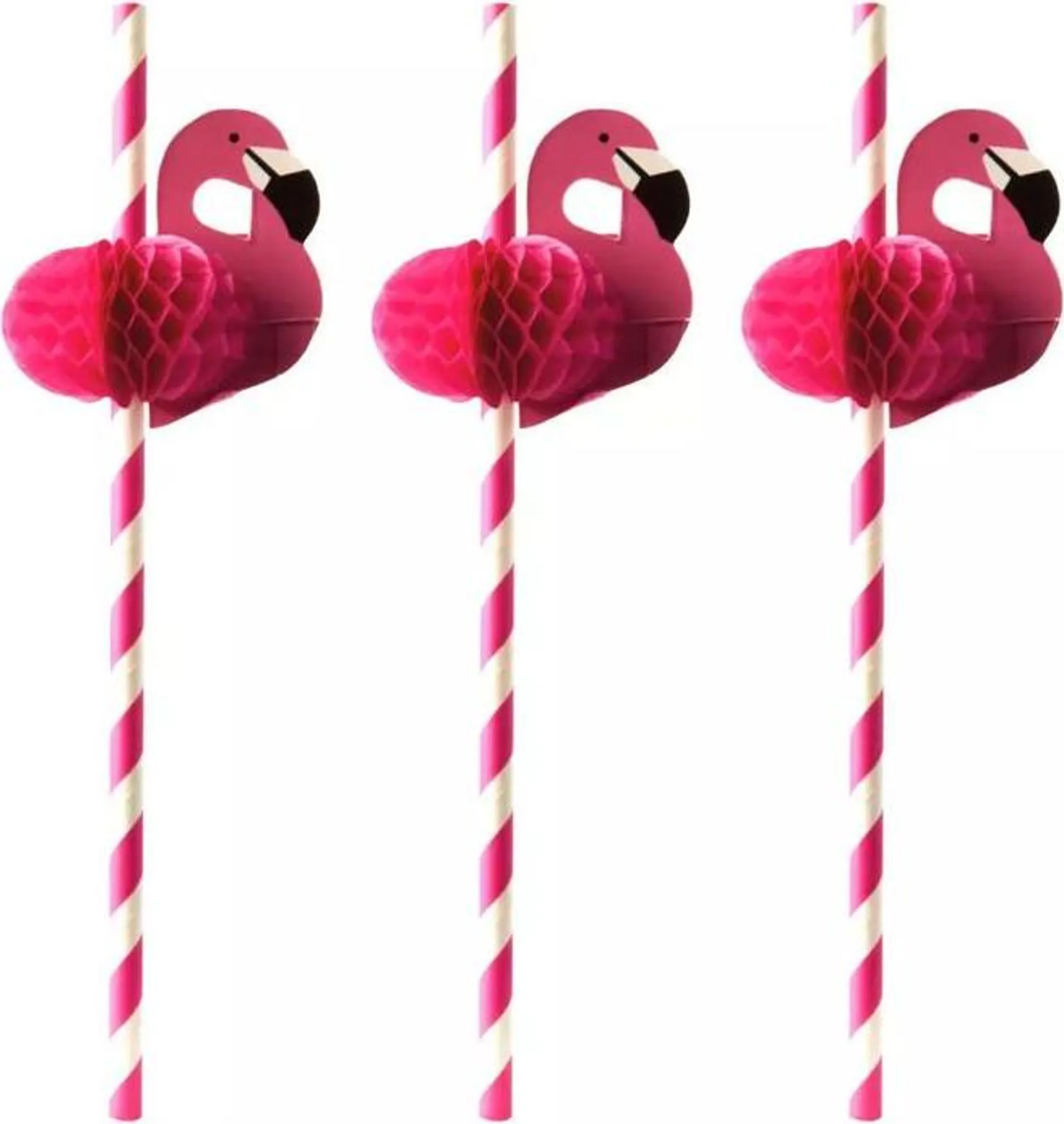 Papiertrinkhalme, Ø 6mm x 20cm, pink-weiß, Flamingo, 50 Stück/Packung