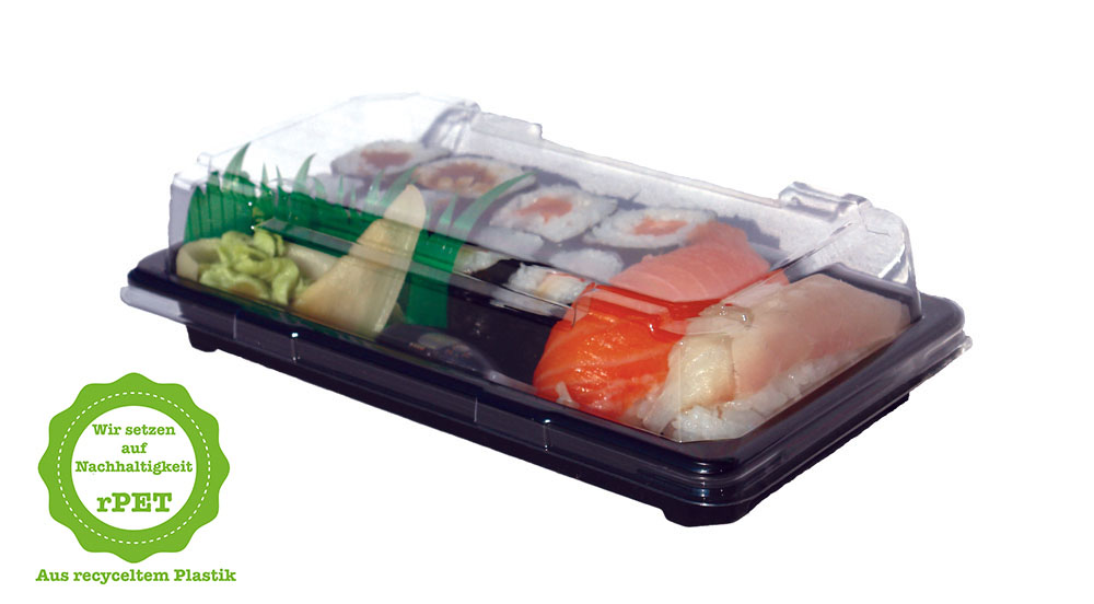 rPET Sushi-Schale "T10"/214, Komplett SET, 171x91x20 mm, 400 Stück/Karton