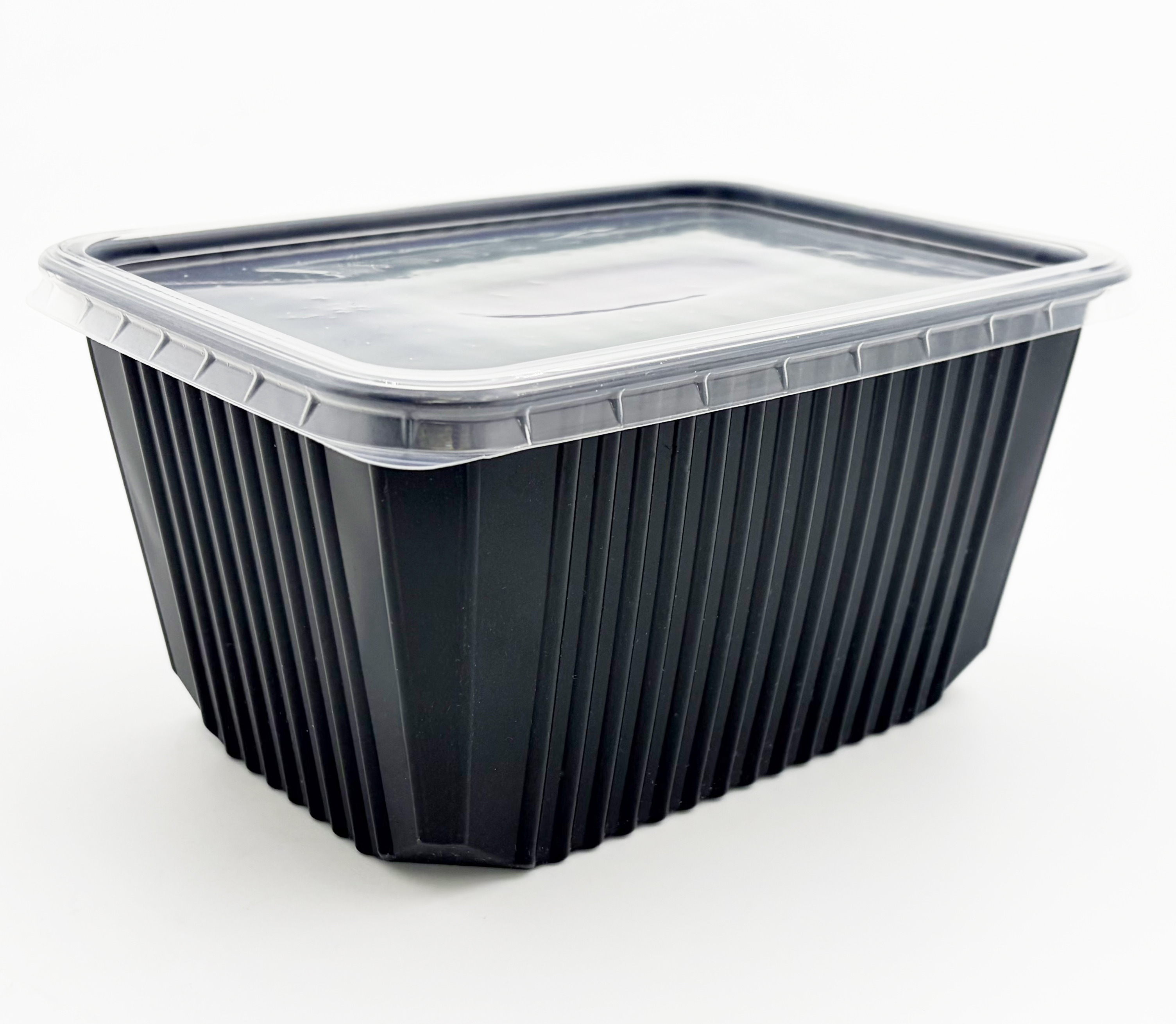 MEHRWEG Mikrowellen-Uni-Allzweck-Box, 1500ml, schwarz, mit klarem Deckel, 300 Stück/Karton