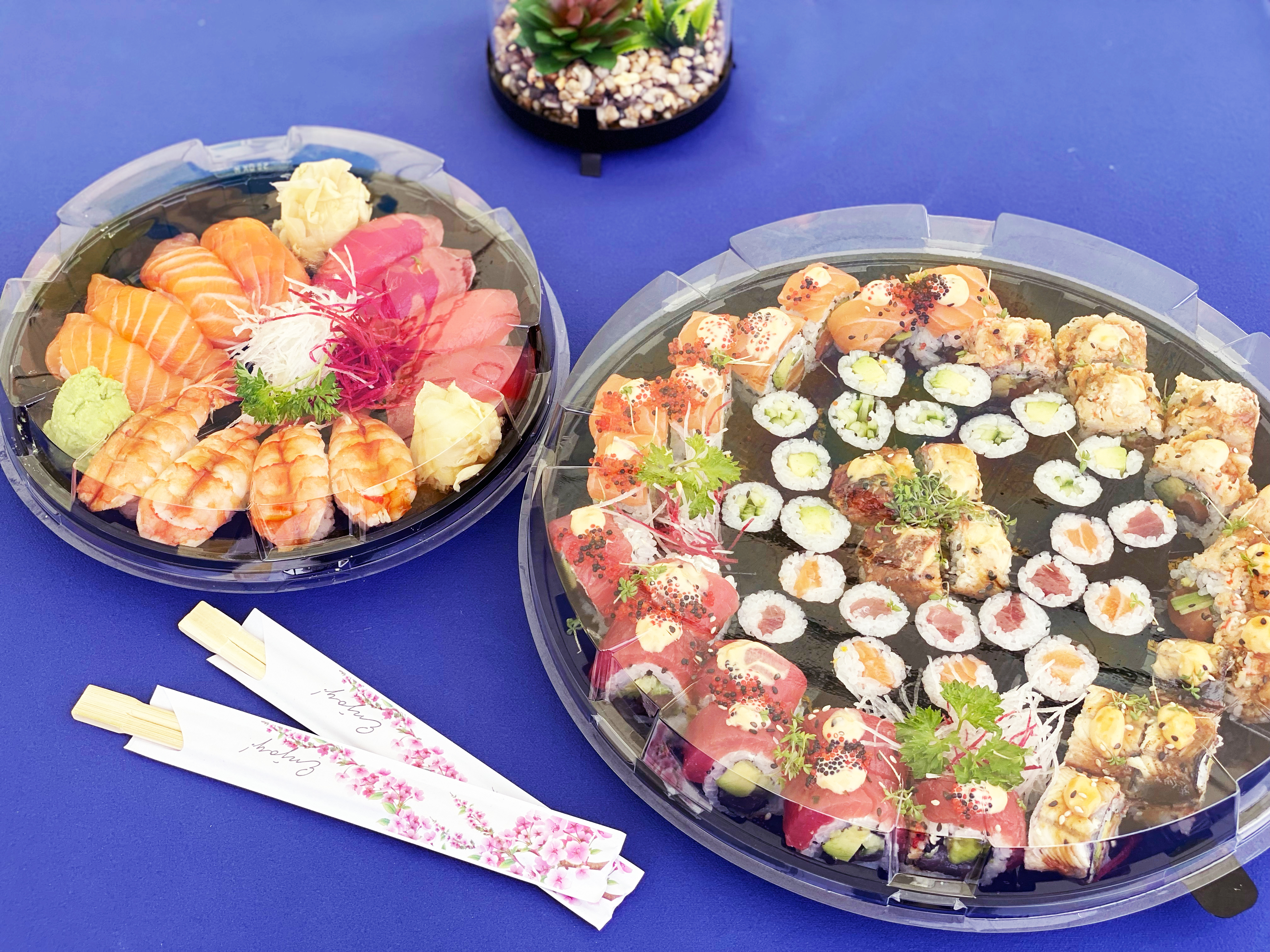 Sushi Partyplatte rund mit glasklarem Deckel, 20 DXN, VE 210