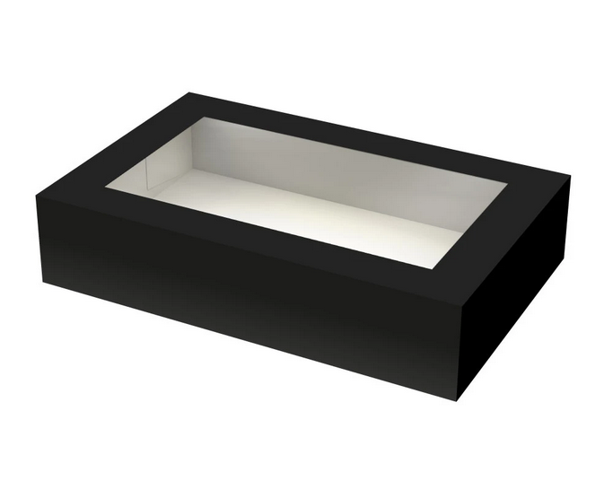 Bio Sushi-Box XXL "Black Edition" 260 x 190 x 50mm mit Sichtfenster