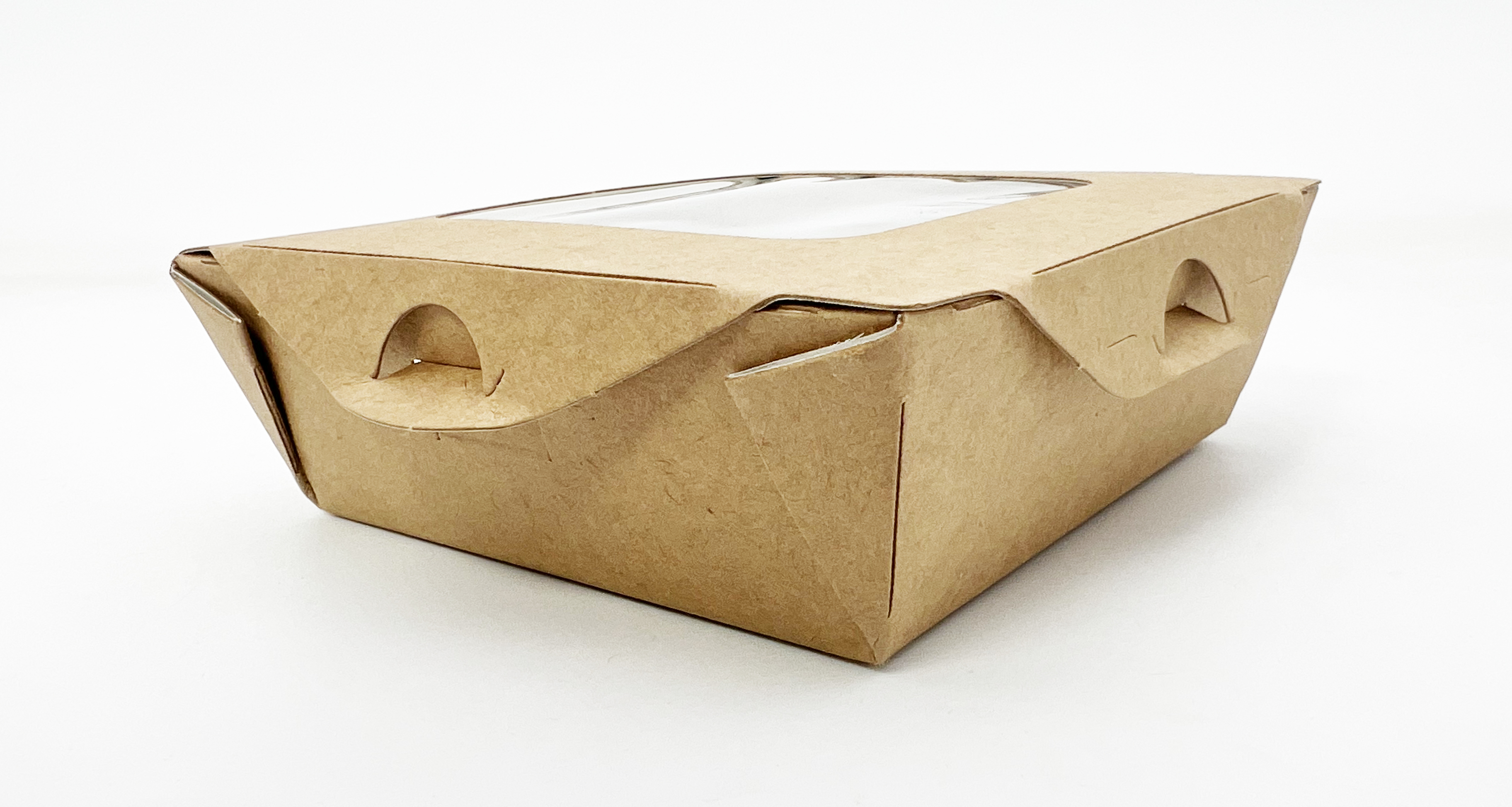 Bio Snack Box mit Sichtfenster, Kraftpapier, 12x12cm, 320ml, 300 Stück / Karton