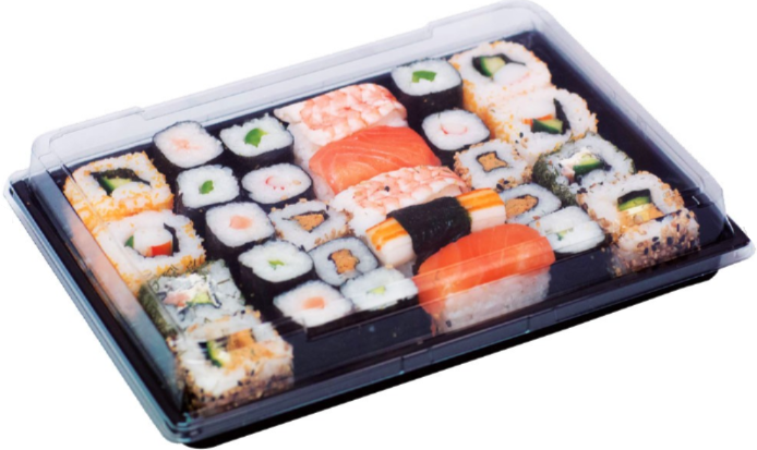 Sushi-Schale S9/T45 Komplett SET, 240x147x45mm, 50 Stück/ Packung Sushi-Schale S9/T45 Komplett SET, 240x147x45mm, 50 Stück/ Packung
