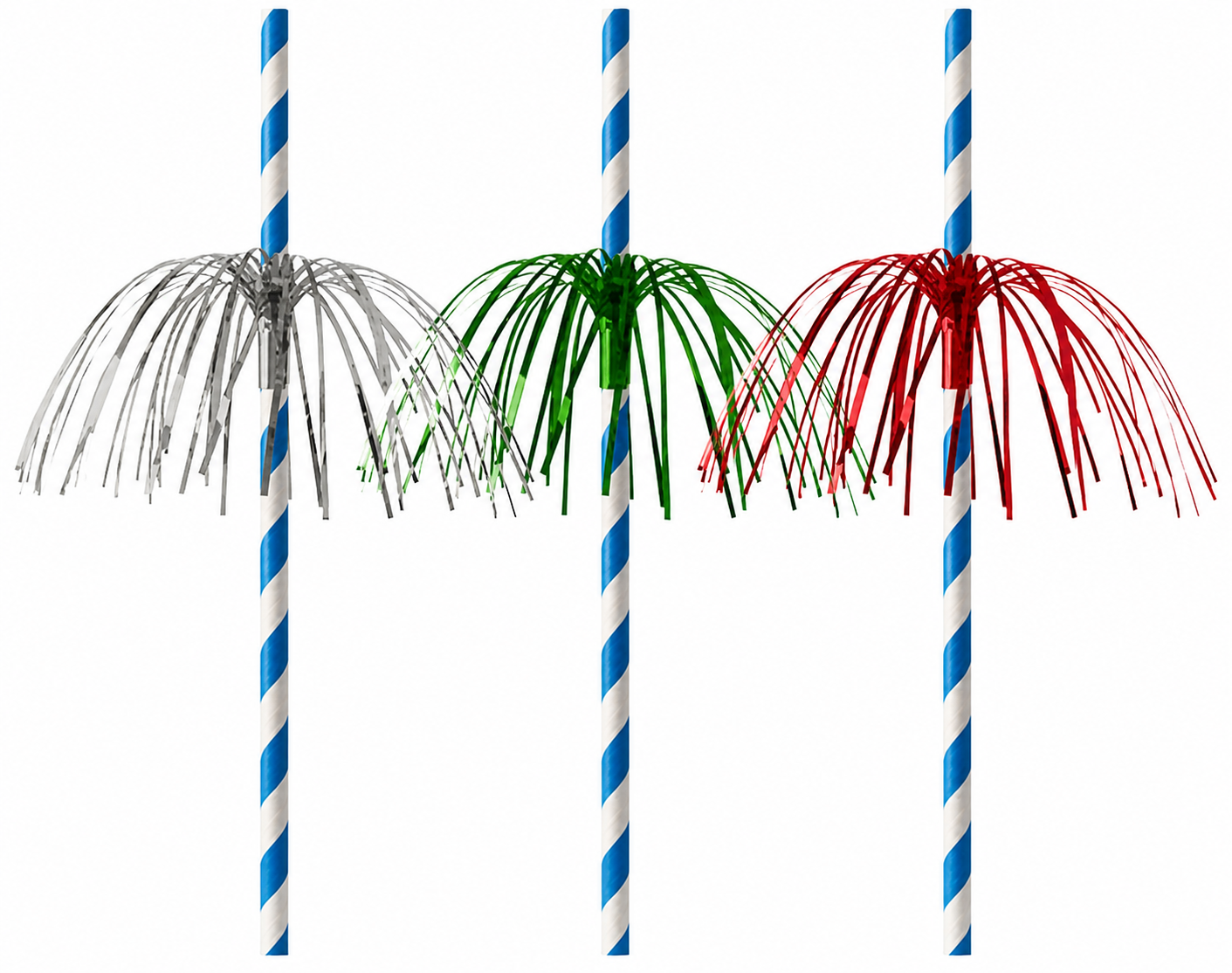 Papiertrinkhalme, Ø 6mm x 20cm, blau-weiß, Feuerwerk, 50 Stück/Packung
