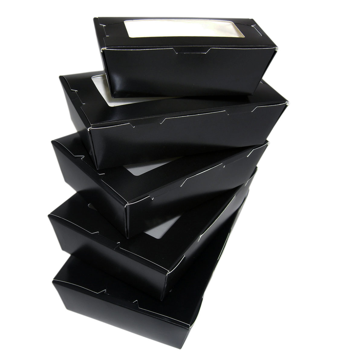 Bio Sushi-Box 5 "Black Edition" 185 x 127 x 45mm mit Sichtfenster (240 Stück/Karton)