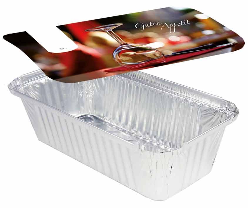 Aluschale R14-901L mit Motivdeckel "Gourmet", 100 Stück/Packung Aluschale R14-901L mit Motivdeckel "Gourmet", 100 Stück/Packung