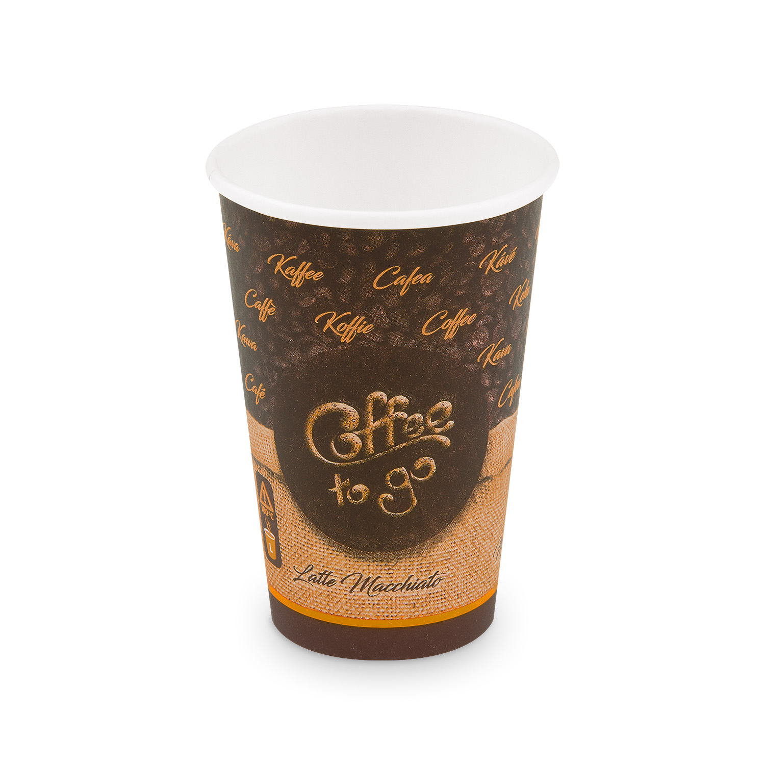 Kaffeebecher 300ml Motiv "Kaffeebohnen/Latte Macchiato" (Packung 50 Stück)