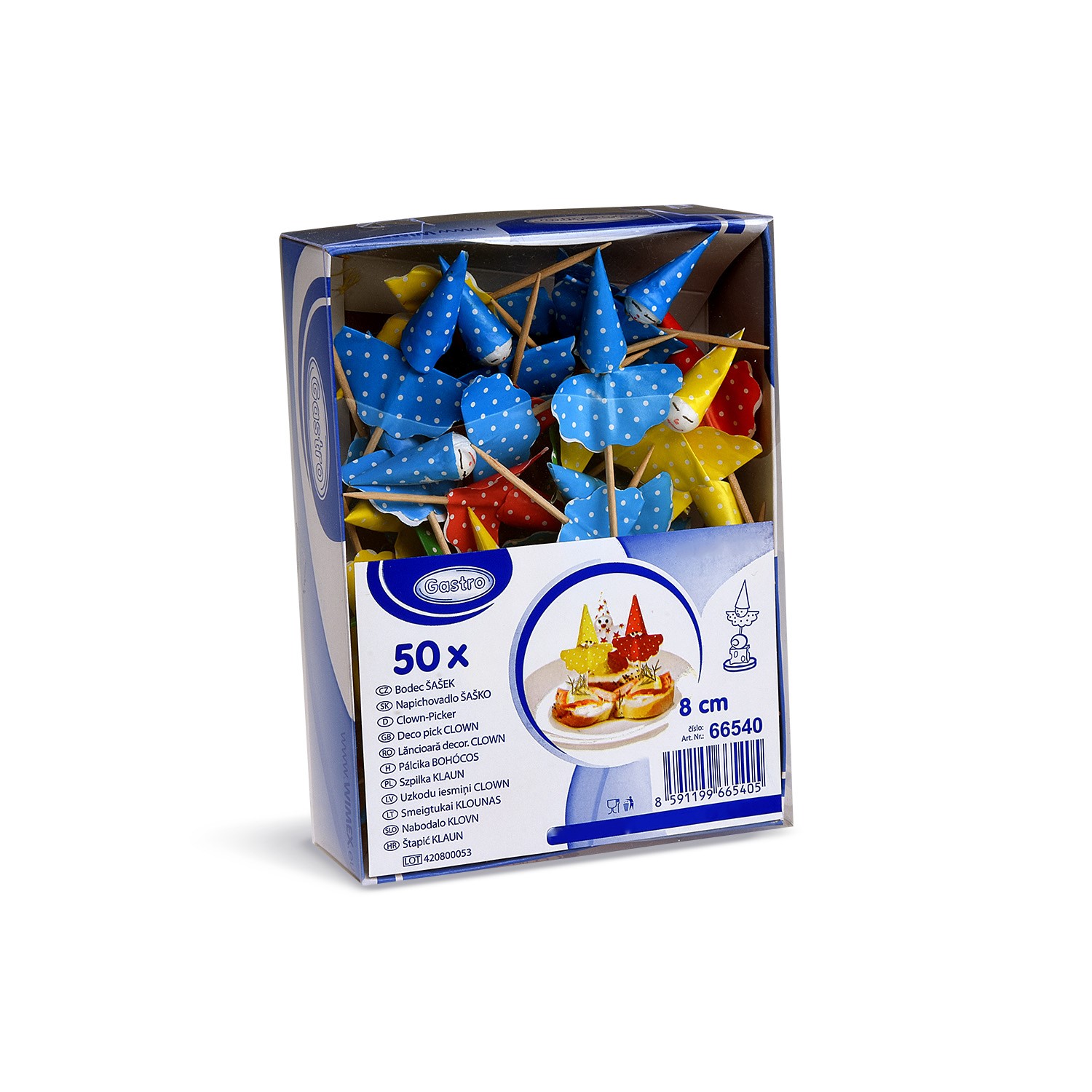 Deko-Picker "Clown", 8cm, 50 Stück / Packung Deko-Picker "Clown", 8cm, 50 Stück / Packung