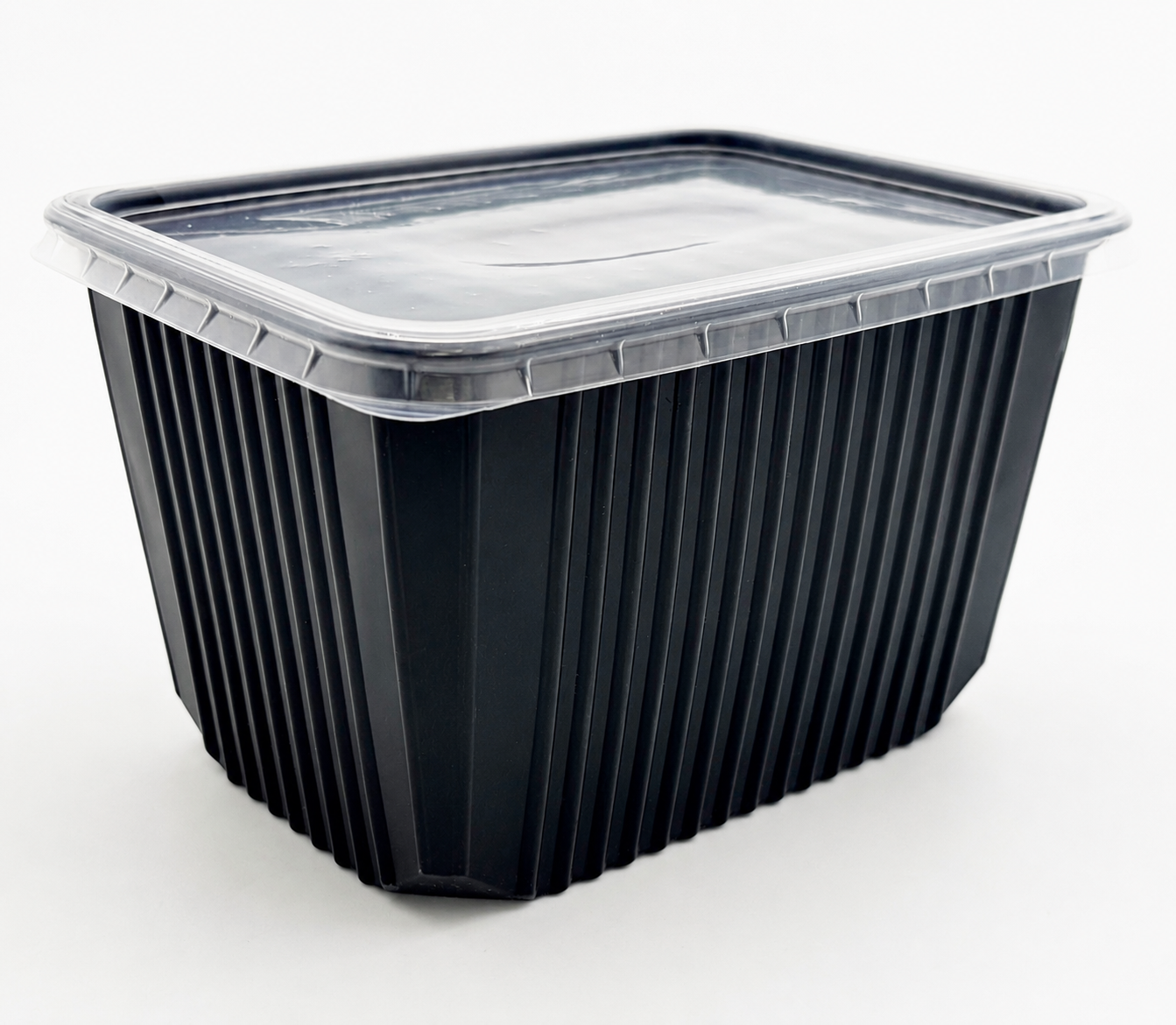 MEHRWEG Mikrowellen-Uni-Allzweck-Box, 2000ml, schwarz, mit klarem Deckel, 300 Stück/Karton