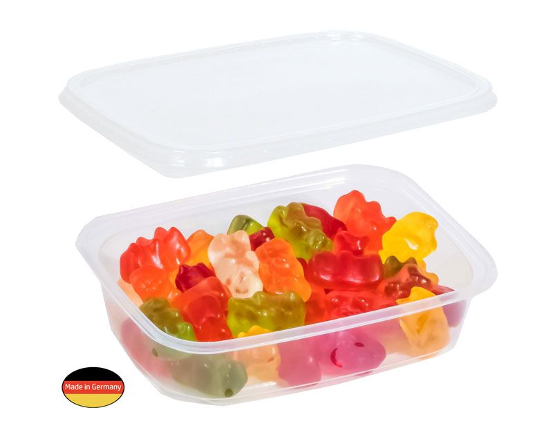 MEHRWEG Feinkost-, Salat- und Verpackungsbecher "eckig" mit Deckel, 125ml, 100 Stück/Packung