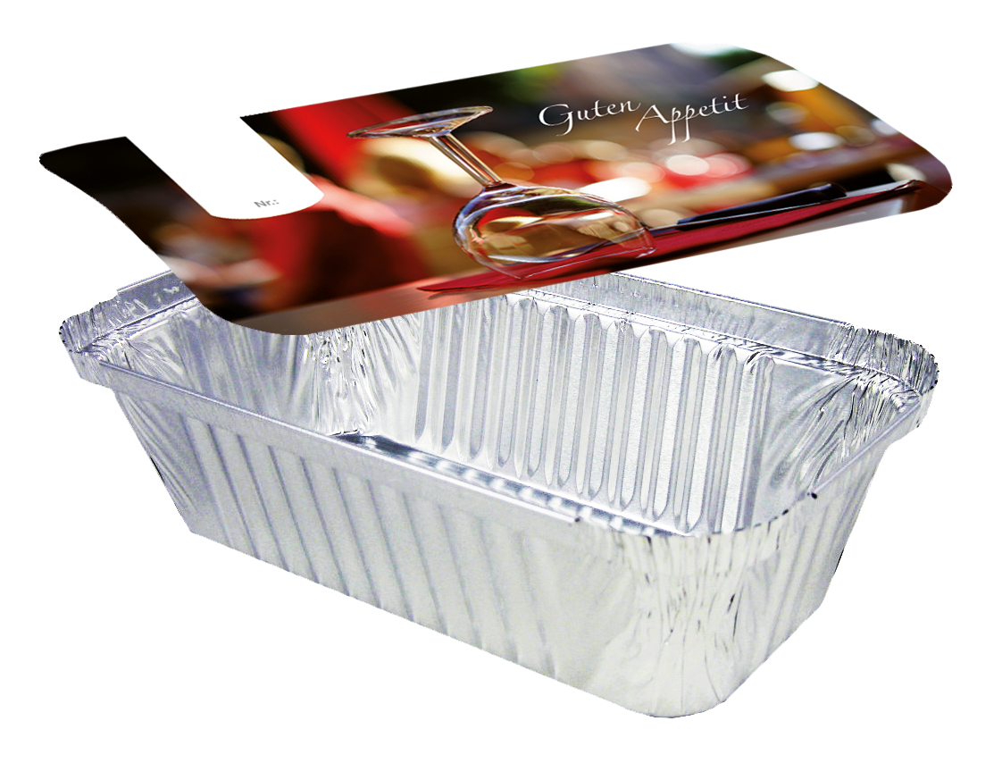 Aluschale R13-670L mit Motivdeckel "Gourmet", 100 Stück/Packung Aluschale R13-670L mit Motivdeckel "Gourmet", 100 Stück/Packung