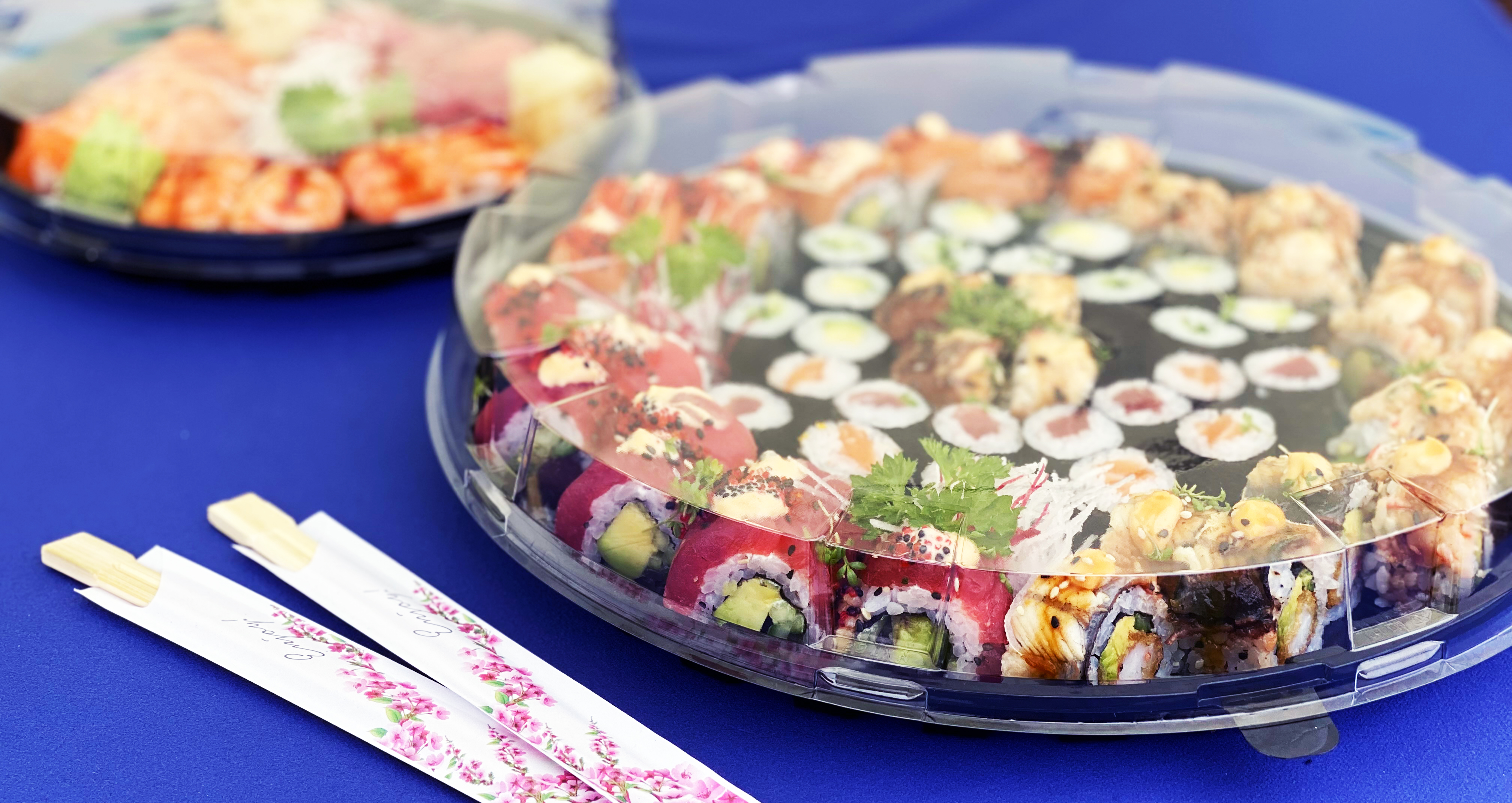Sushi Partyplatte rund mit glasklarem Deckel, 31 DX, VE 90