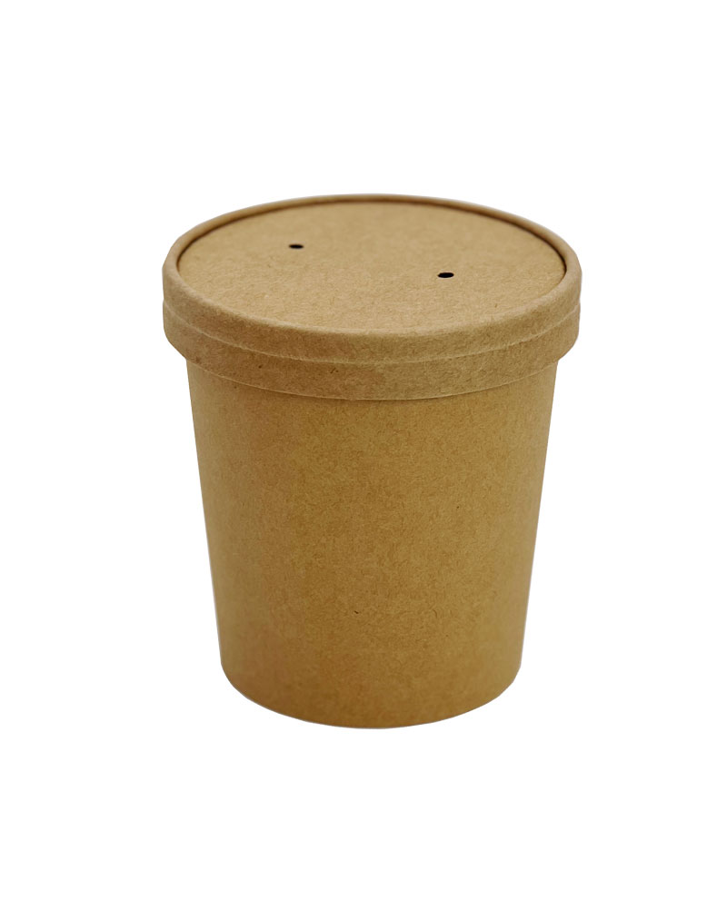 KOMBI Bio Suppenbecher braun Kraftkarton MIT Deckel 16oz (ca. 450ml) VE 250