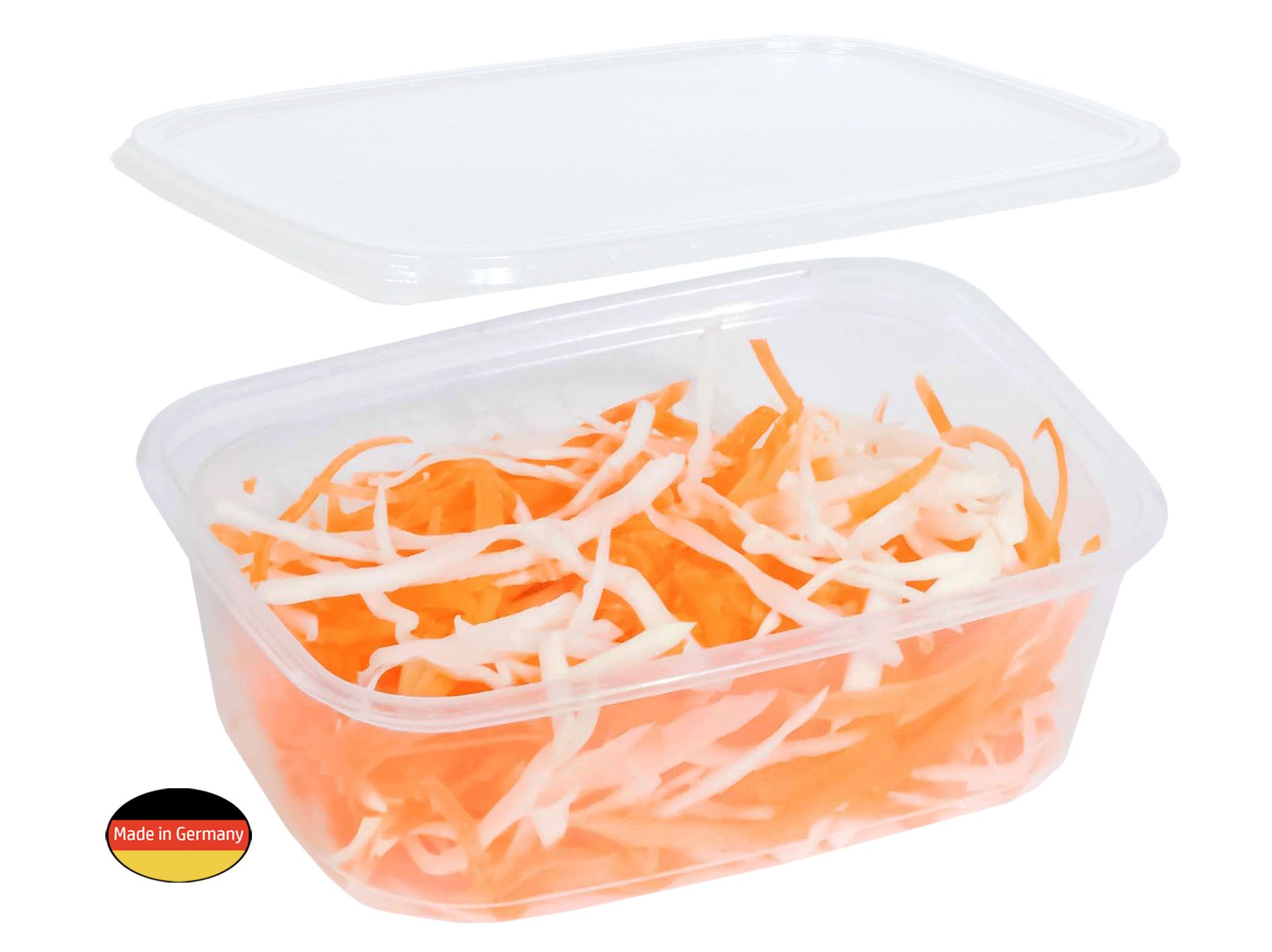 MEHRWEG Feinkost-, Salat- und Verpackungsbecher "eckig" mit Deckel, 200ml, 100 Stück/Packung