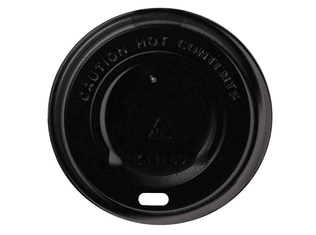 Deckel für Coffee ToGo Becher 400ml, Ø 90mm, schwarz, 100 Stück/Packung Deckel für Coffee ToGo Becher 400ml, Ø 90mm, schwarz, 100 Stück/Packung