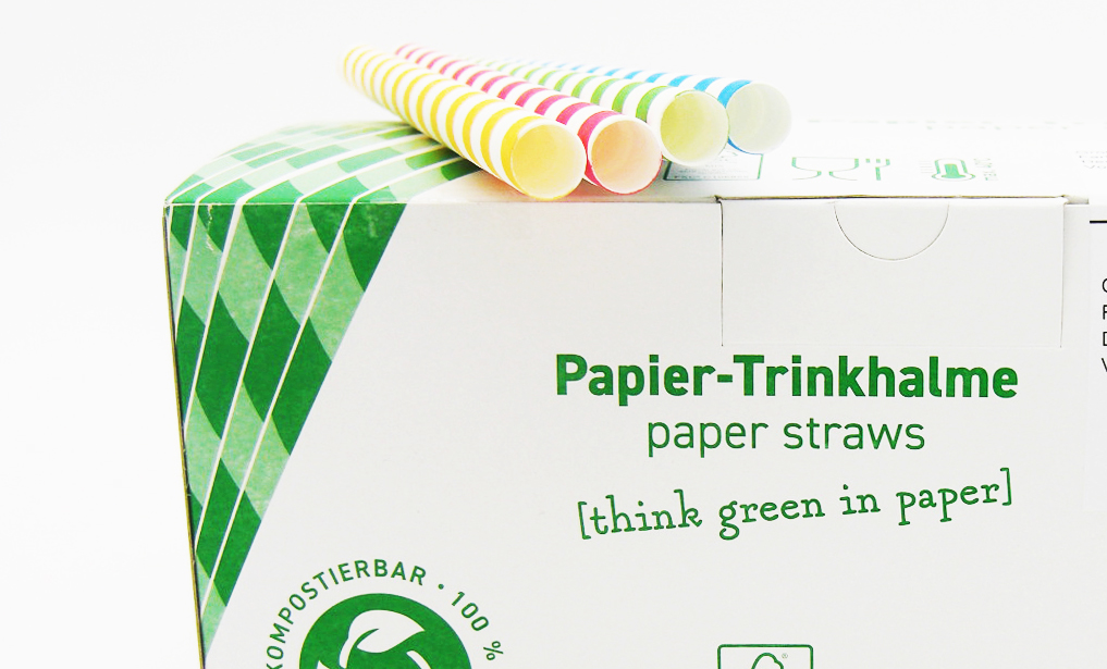 Papiertrinkhalme "Bubble Tea" Ø 12mm, 23cm lang gemischte Farben, 138 Stück