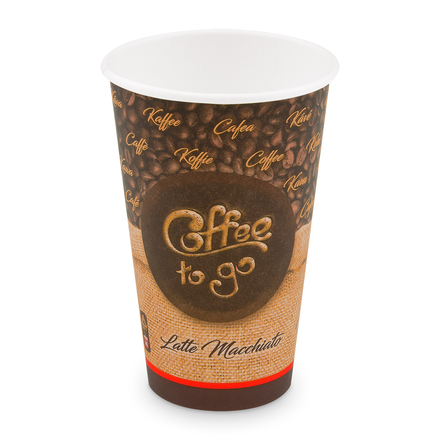 Kaffeebecher XL 400ml, Motiv "Kaffeebohnen/Latte Macchiato", 50 Stück / Packung