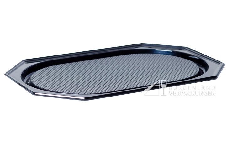 Kunststoff Servierplatte groß, schwarz, 10 Stück (Packung)