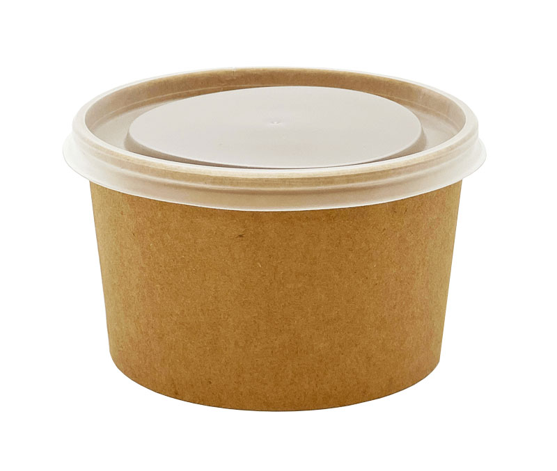 Bio Suppenbecher 16oz 450ml Kraftpapier +PP-Deckel, VE 375